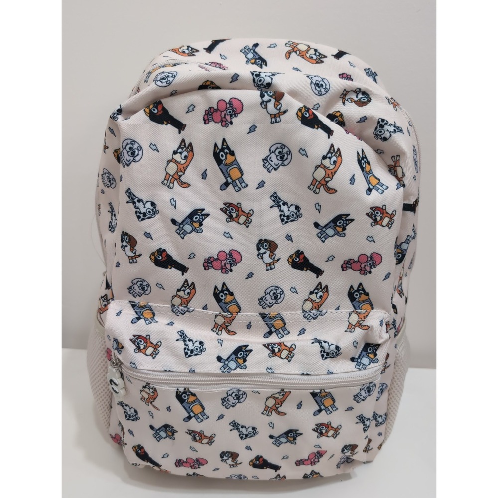 Bluey and Friends Backpack Ivory Side Pockets Adjustable‎